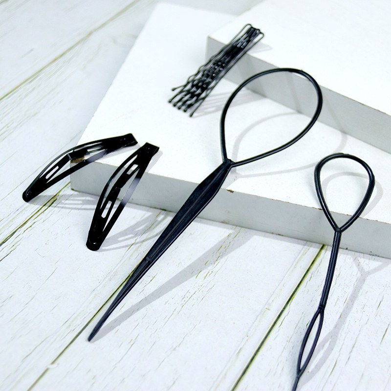 Hair extensions, rubber band clips set -12