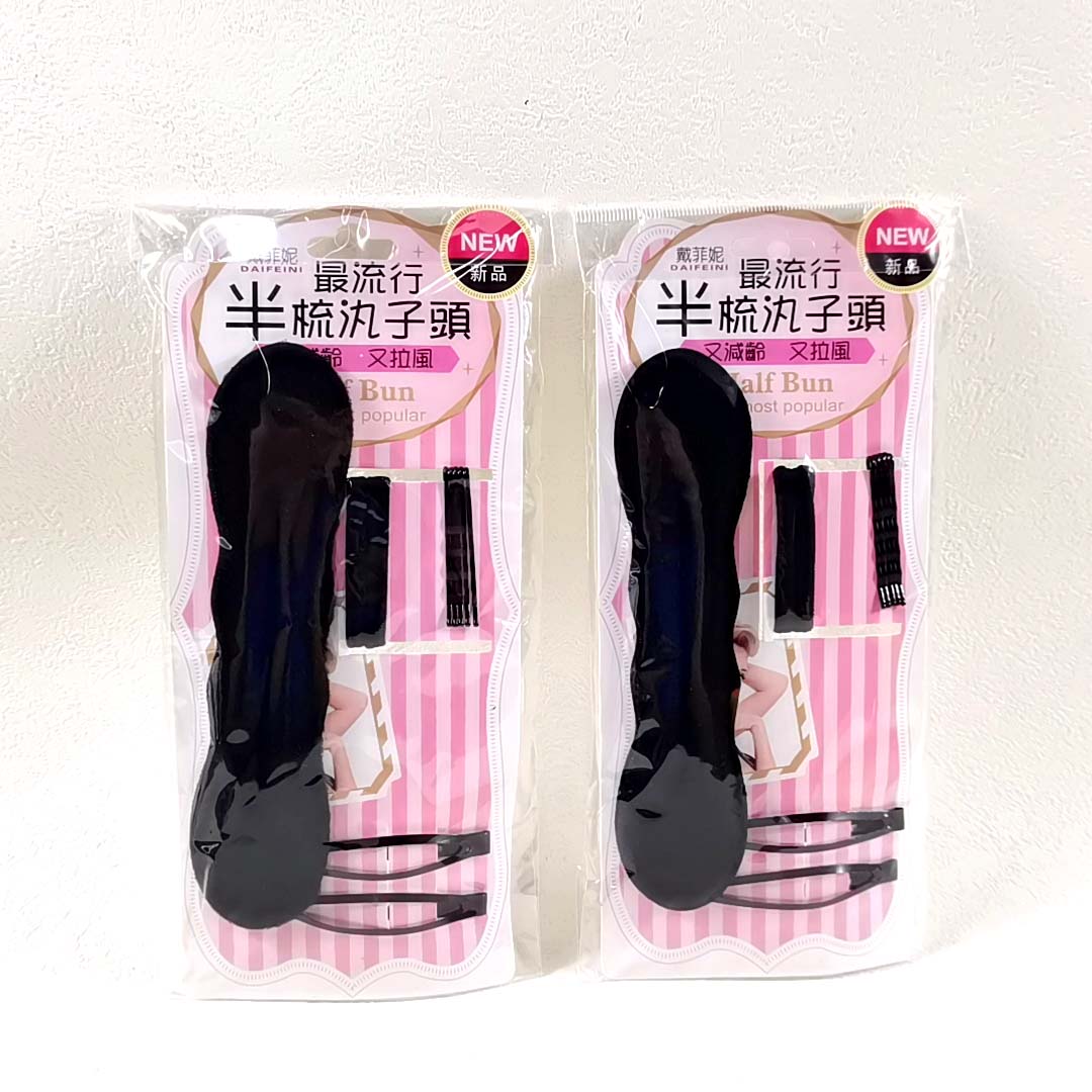Sponge disk hair clip four piece set